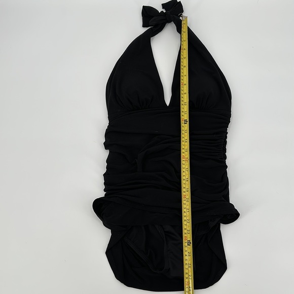 Magicsuit Black Halter Tie Shirred One Piece Yvonne Bathing Suit Size 10 - Picture 11 of 12